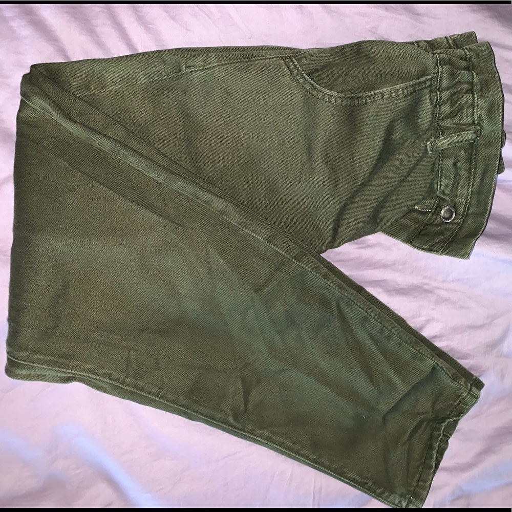 Zara Army Green Paperbag jeans